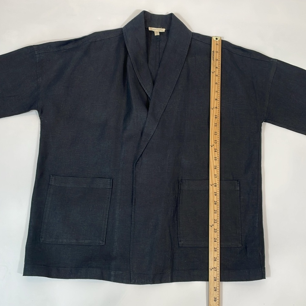 Eileen Fisher Blazer Coat Size S 100% Linen Black Open Front EUC - Picture 7 of 11